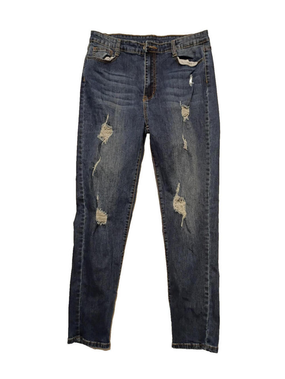 Shein Distressed Jeans Womens SIZE 12 Blue Jean SZ 12 Edgy Grunge Punk Rock